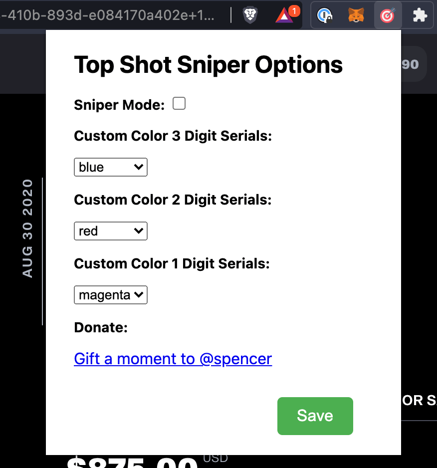 configuracion top shot sniper