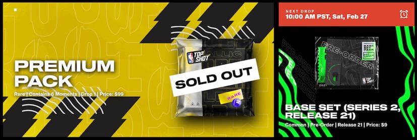 ¿Cuándo se publican packs en NBA Top Shot?